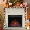 thumbnail image 5 of 70.87 Inch Christmas Garland with Lights, Red and Gold Fireplace Mantel Decoration with Flowers, Bows, Ornaments, Artificial Leaves, Holiday Door & Window Décor, 5 of 5
