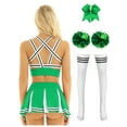 thumbnail image 2 of vastwit Womens Cheerleading Sleveeless Crop Tops with Mini Pleated Skirt Accessories Green XL, 2 of 5