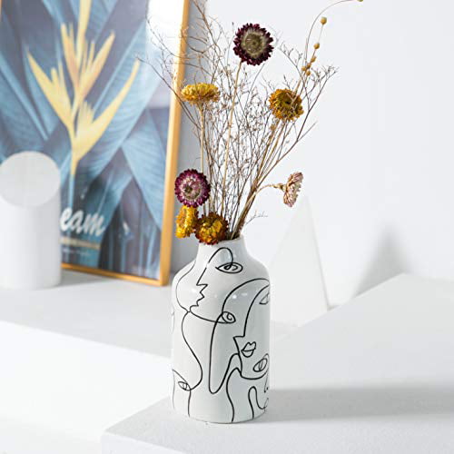 Kimdio Ceramic Vase Irregular face Design Decorative Flower Vase for Home Decor Living Room Home Centerpiece,Table and Wedding Office