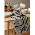 thumbnail image 6 of Table Runner Dresser Scarves 72 Inch Long, Abstract Stripe Black White on Gray Linen Dining Table Runners Minimalist Geometric Curve Line Tabletop Scarf for Wedding Holiday Party Kitchen, 6 of 7