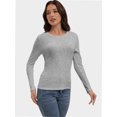 thumbnail image 5 of Womens Long Sleeve Stretch Crew neck T-Shirt Fitted Casual Basic Tops, 5 of 6