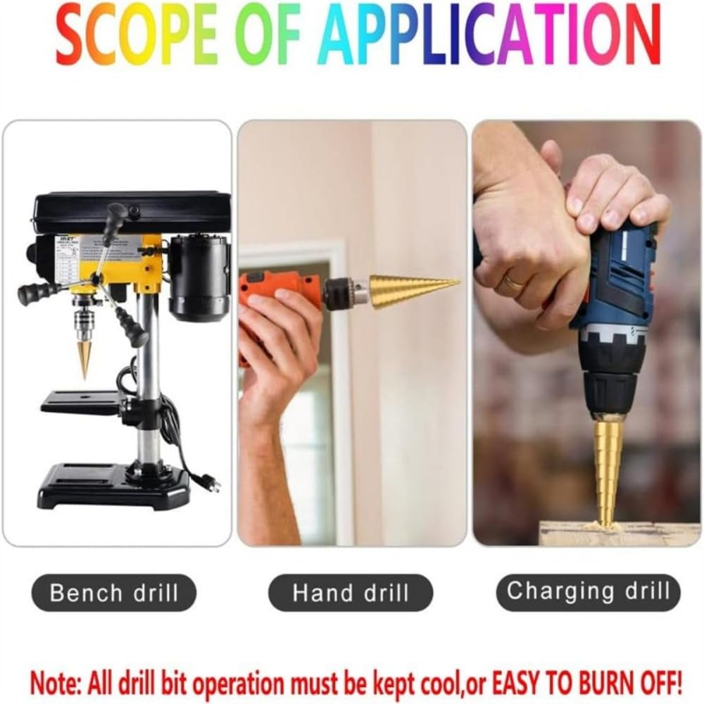 6Pcs Step Drill Bit Impact Drill Bits With Triangle Handle 35 ° Blade Design 2 Spiral Flutes High Hardness Wear Resistance 2-in-1 Metal Step Drill Bit