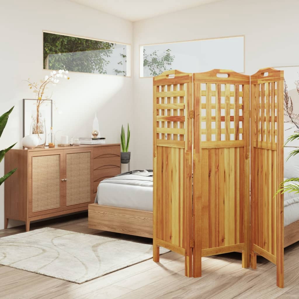 vidaXL 3-Panel Room Divider 47.8"x0.8"x70.9" Solid Wood Acacia