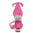 thumbnail image 3 of FSJ Women Elegant Pearls Open Toe Rhinestone Platform Sandals Ankle Buckle Strap Crystal Block Chunky Heels Wedding Party Shoes Size 7 Pink, 3 of 5