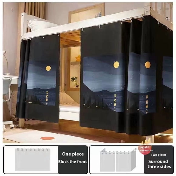 Blackout Bottom Bunk Bed Curtains, Waterproof Privacy Bed Canopy Drapes for Dorm Single Loft Bed