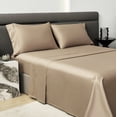 thumbnail image 3 of 100% Long Stape Cotton 4pc Sheets Set Queen Size 800TC Silky Sateen Smooth Soft Fitted Sheet Up to 16"(Desert,Queen), 3 of 8