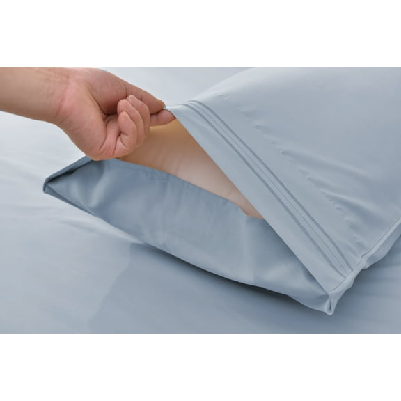 Okao Wholesale Bamboo Pillowcase Set - Hypoallergenic- Wrinkle Free - Antibacterial, Moisture Wicking, Fade Resistant -Queen Pillowcases -Silver