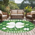 thumbnail image 4 of Round Area Rug 7 Ft, St Patrick's Day Washable Non-Slip Circle Carpet for Living Room/Bedroom, Spring Shamrock Botanical Green Plaid Low-Profile Large Runner Mat Collection Rugs for Indoor, 4 of 8