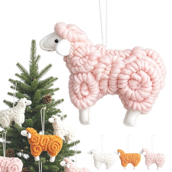 Clearance Under $1.39 Knitted Sheep Hanging Ornament Soft Stuffed Figure for Christmas Tree Holiday Decor