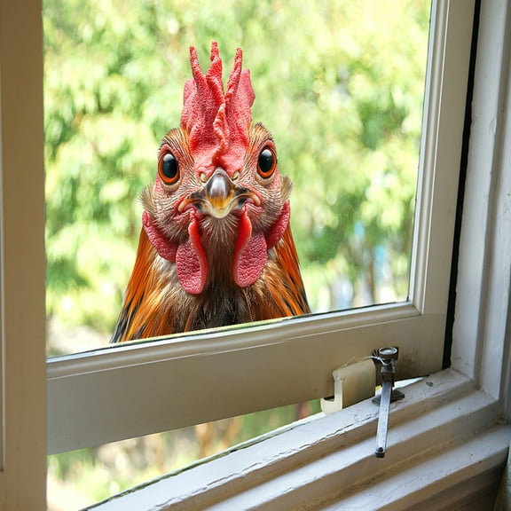 JoyMoreHome Simulated Rooster Wall Cling, Chicken Lover Gift Window Decal, Cute Animal Decor