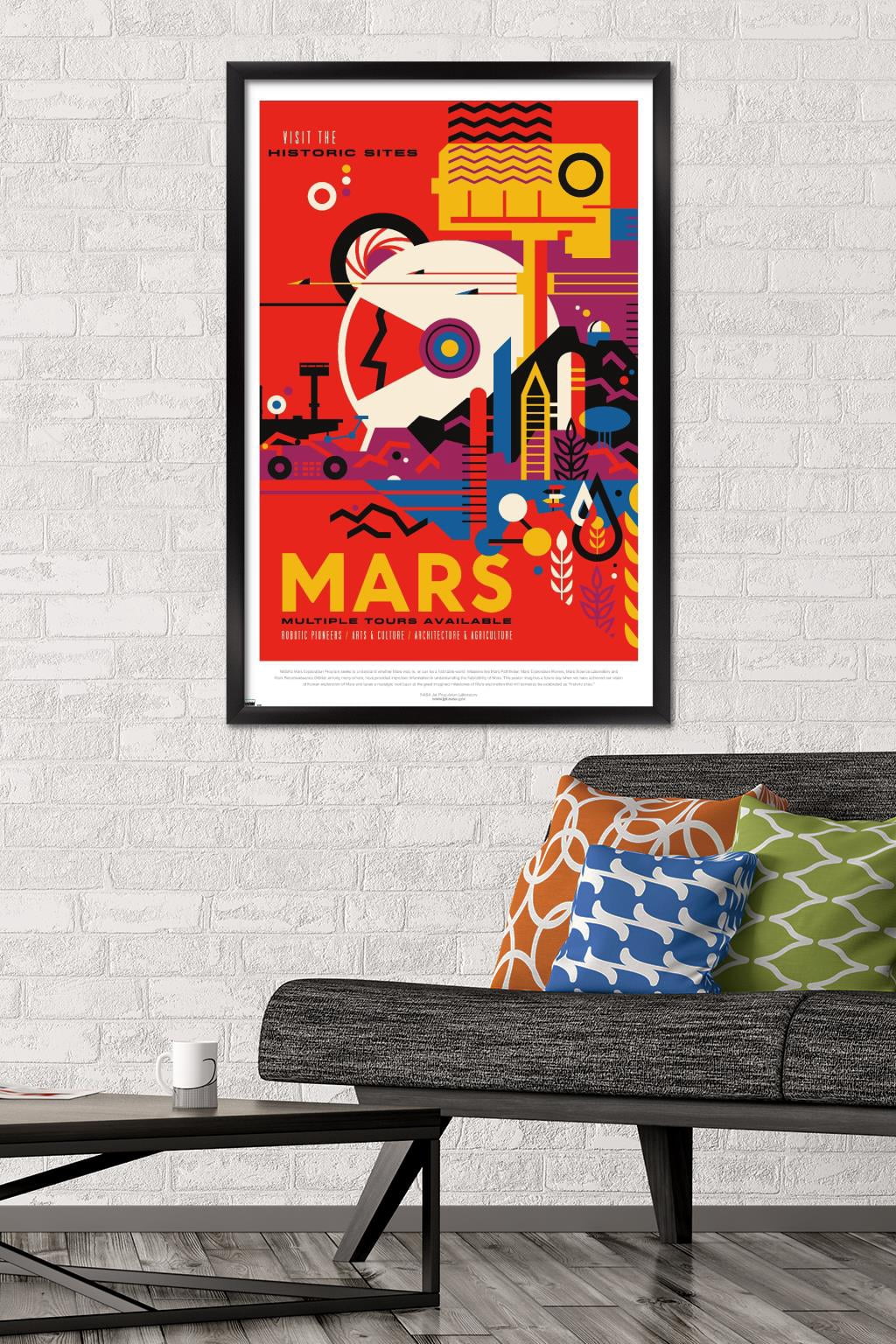 NASA - Mars Travel Poster Wall Poster, 22.375" x 34" Framed