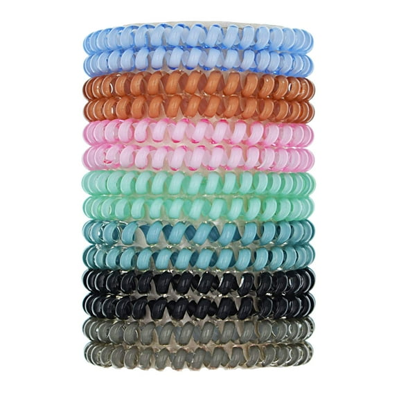 Nvzi -b Candy Color 14 Pcs Spiral Hair Ties, Coil elastics Hair Ties, Multicolor Medium Spiral Hair Ties,Telephone Cord Plastic Hair Ties(7 Color)