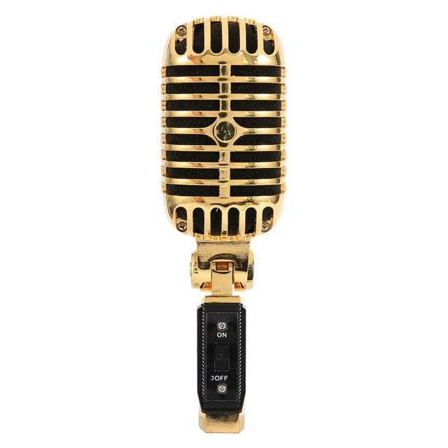 Microphone Filaire Vintage Classique Professionnel Micro Dynamique pour Performance Live Karaoké (Or), 1 x Microphone, Or