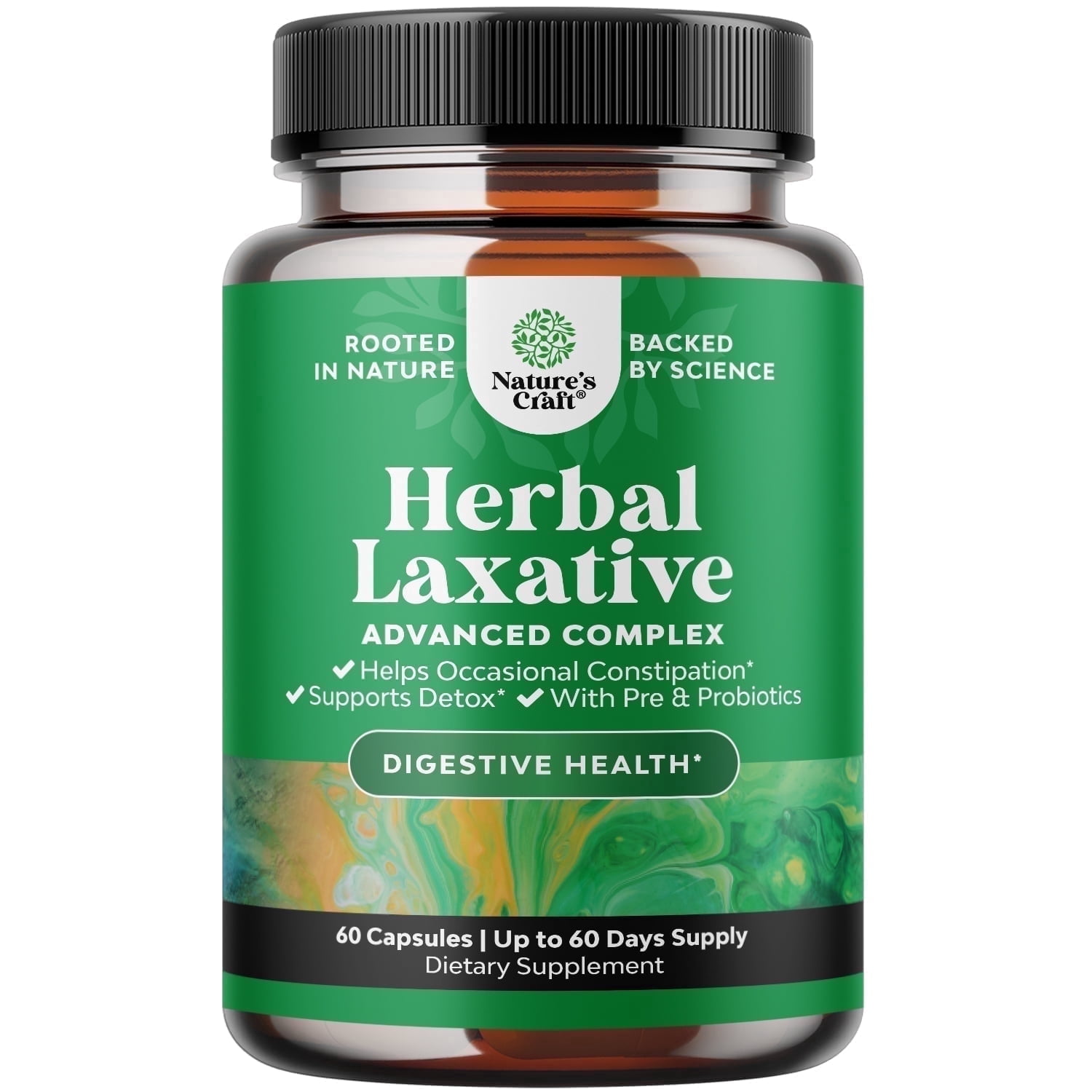 Natures Craft Herbal Fiber Supplement with Prebiotics and Probiotics, 60 Capsules