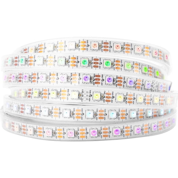 BTF-LIGHTING WS2812B Tira de luces LED 1m 5m 30LEDs/m 60LEDs/m IP30 IP65 IP67 5050SMD Direccionable individualmente PCB blanco negro flexible Tira de píxeles LED a todo color Dream Color DC5V