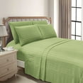 thumbnail image 2 of 400 Thread Count - 6 Piece Bed Sheet Set - 100% Egyptian Cotton - 12" Deep Pocket - Sage Stripe, Twin XXL Size., 2 of 5