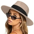 thumbnail image 5 of Jalioing Straw Panama Hat for Women Wide Brim Summer Beach Hat Foldable UV Protection Sun Hat Packable Headwear, 5 of 5