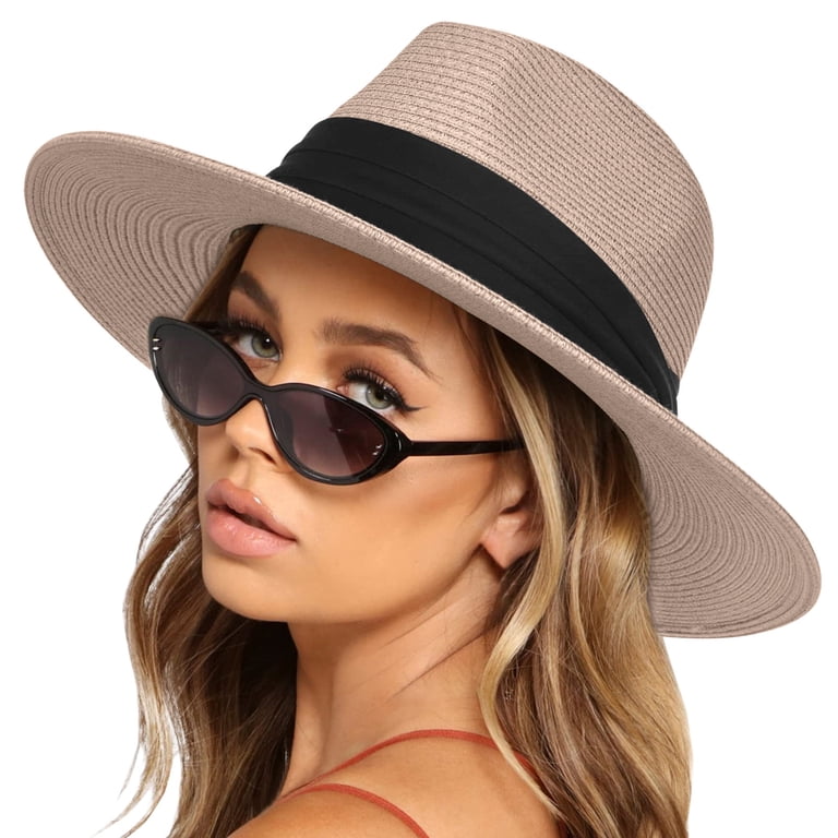 Women Straw Panama Hat Travel Fedora Sun Hat Wide Brim Roll up UPF 50+ Women Straw Panama Hat Travel Fedora Beach Sun Hat Summer  main image 3