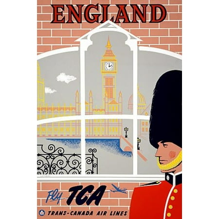 England Fly TCA Trans Canada Air Lines Travel Canvas Art - (24 x 36)