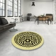 thumbnail image 4 of Ahgly Company Machine Washable Indoor Round Transitional Mustard Yellow Area Rugs, 8' Round, 4 of 7
