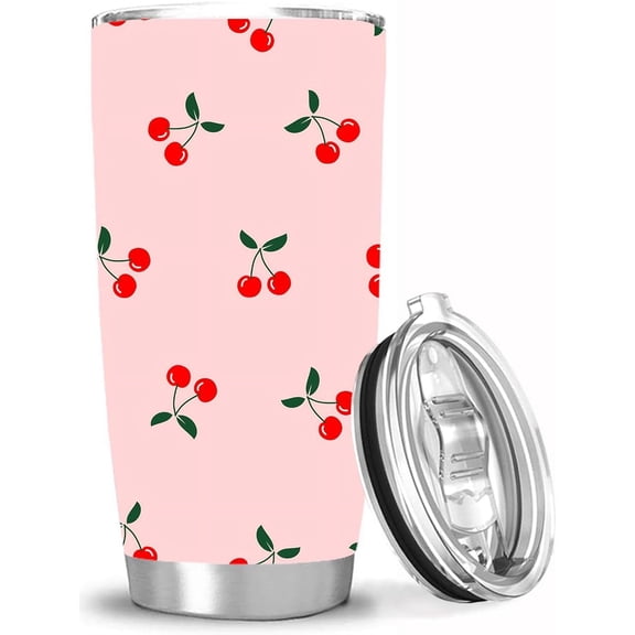 Cherry Fruit 20 oz Tumbler with Lid, Vacuum Insulated Tumblers Cup for Birthday Festival Gifts for Men Women