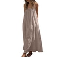thumbnail image 6 of Fgvctg Womens Backless Cami Dresses Solid Color Sleeveless Cami Dresses Elegant Spaghetti Long Lounge Dress Oversized Summer Long Sundress with Back Tie Fashion Outfits Camel S, 6 of 7