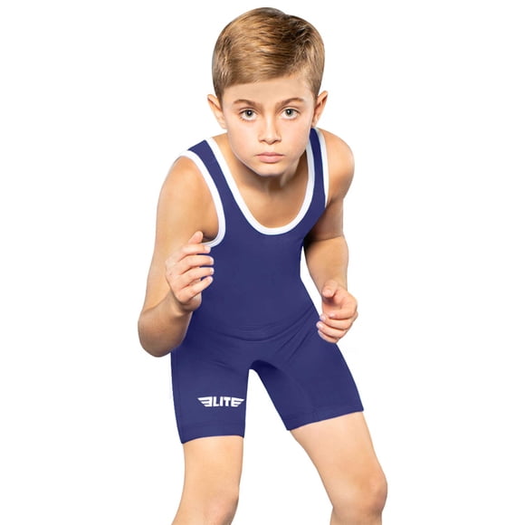 Elite Sports Kids Wrestling Youth Singlet, Standard Boys Wrestling Singlets (Navy, Small)