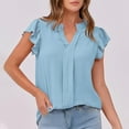 thumbnail image 3 of Zunfeo Summer Blouse for Women Flutter Sleeve Dressy Tops V-Neck Pullover Ladies Tops New Arrivals Sky Blue, 3 of 8