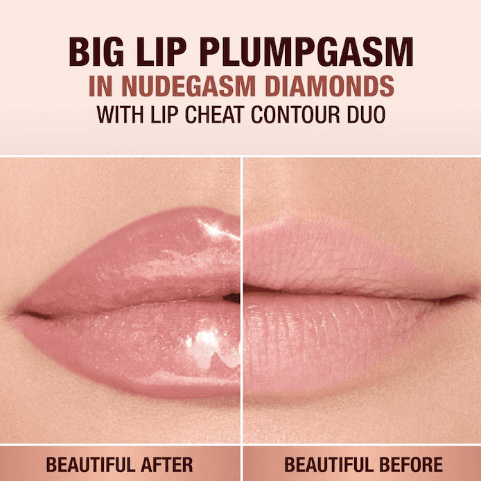 Charlotte Tilbury Big Lip Plumpgasm Lip Gloss- Nudegasm Diamonds (.18 Fl Oz)