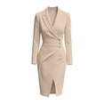 thumbnail image 4 of Womens Long Sleeve Cocktail Dresses Bodycon Midi Dress for Wedding, Prom, Cocktail Party, Bridal Shower Khaki XXL, 4 of 7