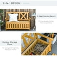 thumbnail image 4 of KWUXIN Patio Wooden Bench with Storage Box, 29 Gallon Outdoor Storage Bench, Large Entryway Deck Box w/Unique X-Shape Back, for Deck, Porch & Balcony, Yellow, 4 of 11