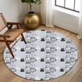 thumbnail image 2 of Round Rug 7Ft Washable Non-Slip, Easter Rabbit Circle Area Rugs for Living Room Bedroom, Cartoon Cute Bunny Sketch on Blue Indoor Floor Mats Carpet Runner for Home Decor Aesthetic, 2 of 8
