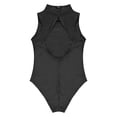 thumbnail image 3 of iiniim Kids Girls Ballet Leotard Dance Gymnastics One Piece Mock Neck Cutout Back Unitard Jumpsuit A Black 9-10, 3 of 7