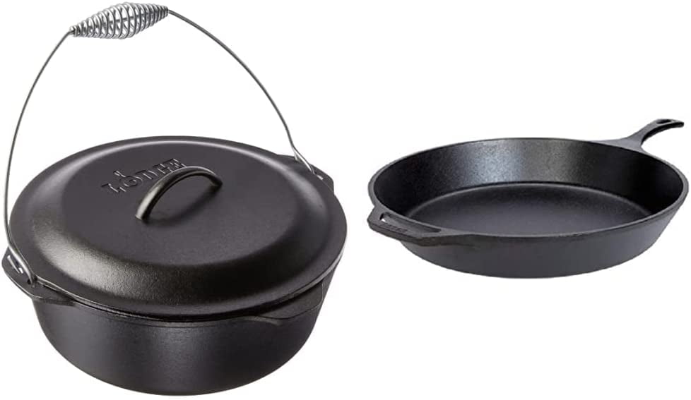 BTLINK L12DO3 Cast Iron Dutch Oven with Iron Cover, PreSeasoned, 9