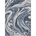 thumbnail image 2 of Well Woven Abstract Harmony Modern Stripes Pattern Blue Flat-Weave Easy to Clean 5'3" x 7'3" Area Rug, 2 of 7