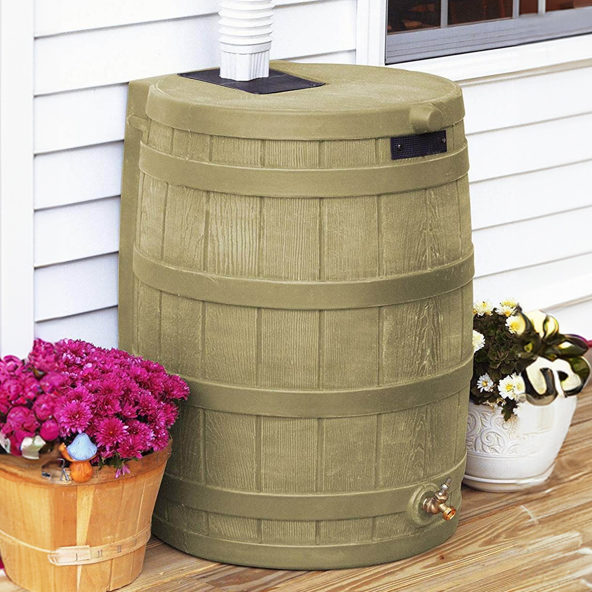 Good Ideas Rain Wizard 50 Gallon Rain Barrel Water Collector, (2 Pack)