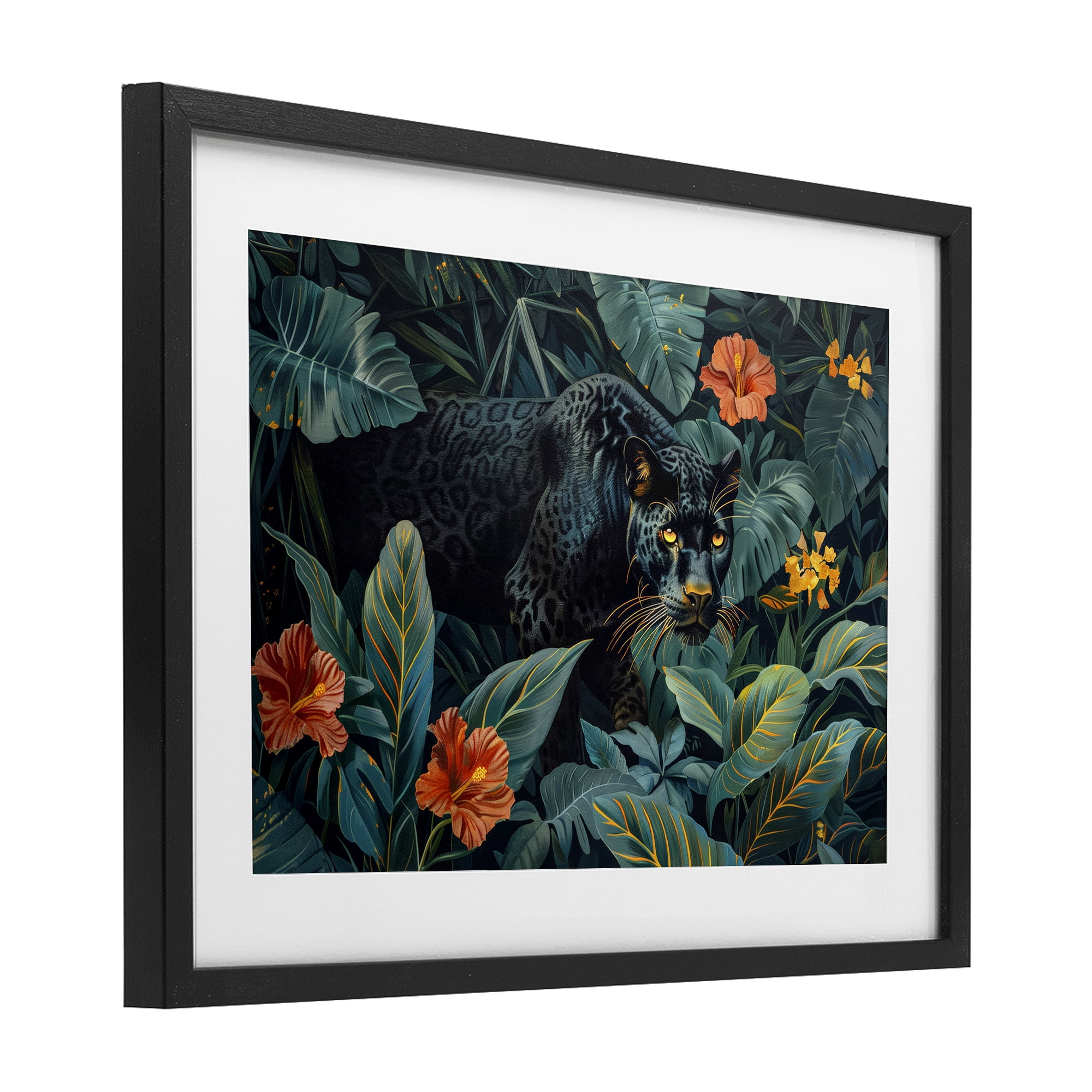 Stupell Industries Panther's Exotic Paradise Black Framed Print Under Glass, design by Ray Powers