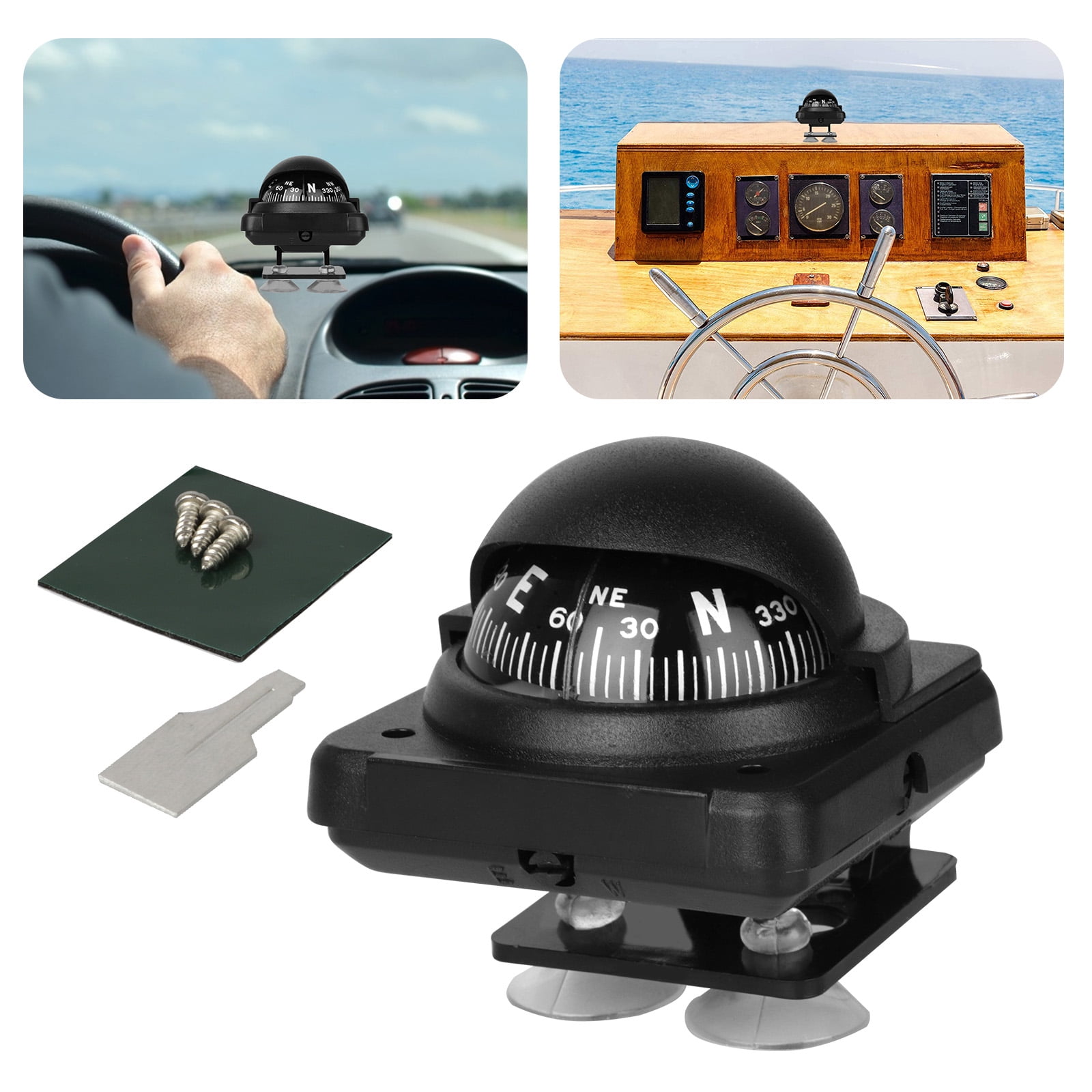 Car Auto Electronic Adjustable Dashboard Mount Compass Ball Kit For Boat Marine 