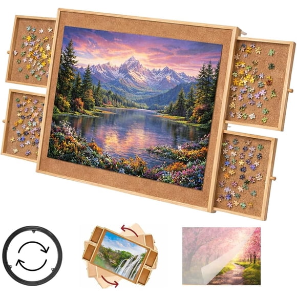 Tradeopia 1500 Pieces Rotating Puzzle Board with 4 Drawers and Cover