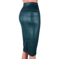 thumbnail image 2 of HEVIRGO Fashion Women High Waist Split Faux Leather Knee Length Bodycon Pencil Skirt, 2 of 9
