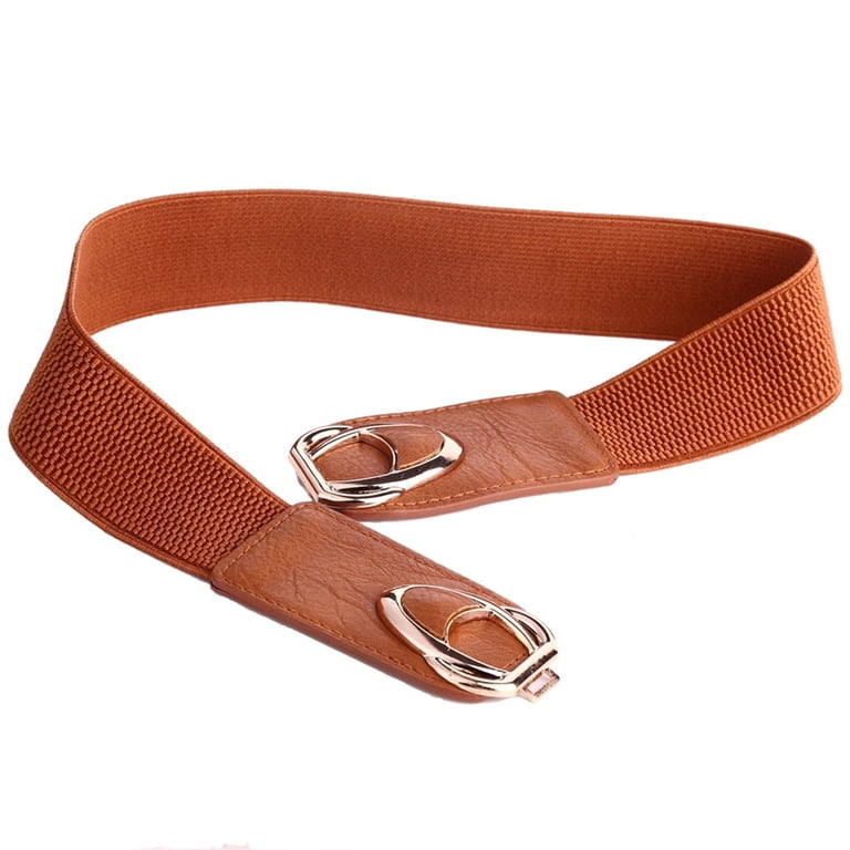 Generic Vintage Women Stretchy Wide Belt Chunky Buckle 