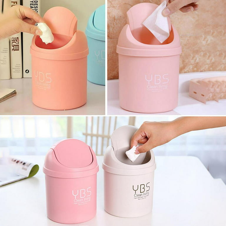 Cute Mini Desktop Trash Can,Trash Can for Office Desktop Coffee Table  Kitchen Small Garbage Can Cute Plastic Trash Can Shake Cover Bucket Small  Paper