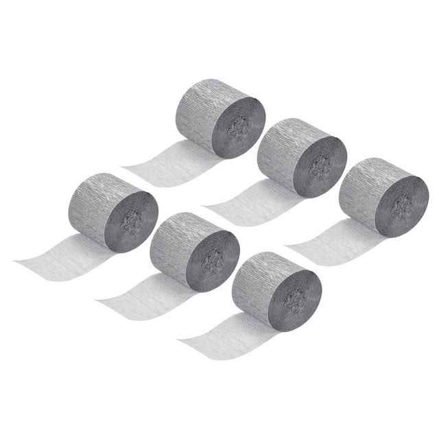 Uxcell Crepe Paper Streamer 32ft Long 1.37" Wide Silver Tone Pack of 6