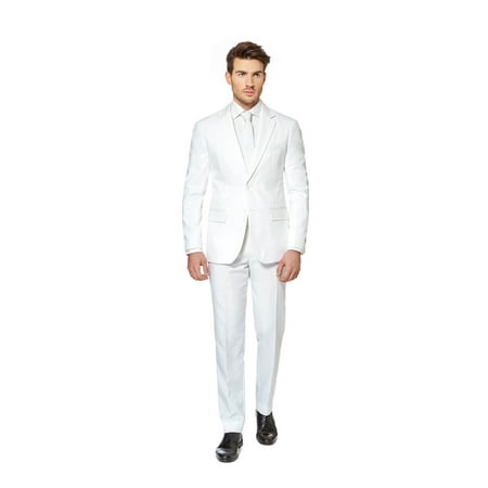 White Classic Knight Men Adult Slim Fit Prom Suit - Extra