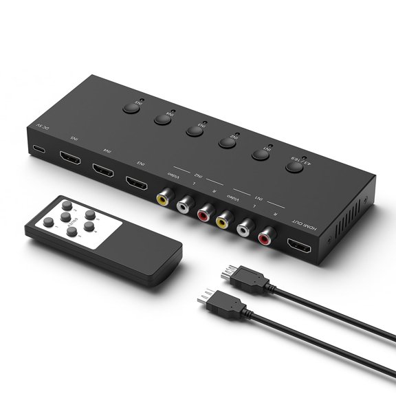 Convertidor/conmutador HDMI/AV Y.D.F 3 vías HDMI 2.0 + 2 RCA a HDMI