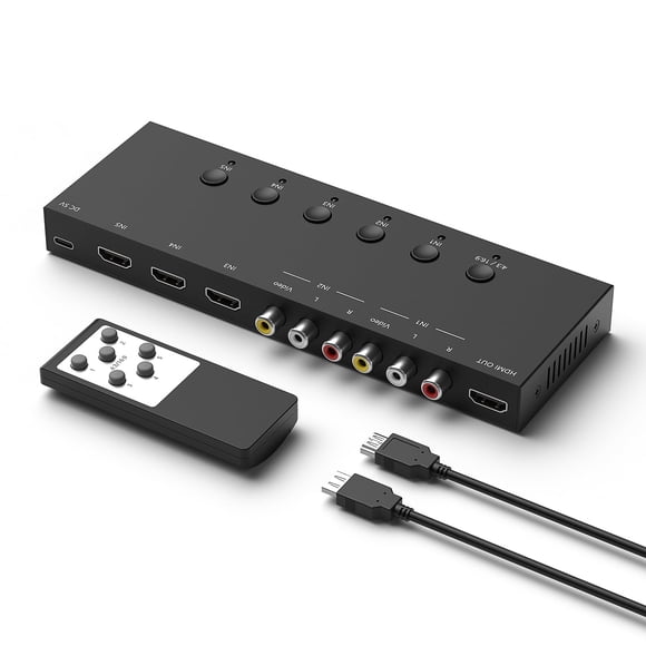 Convertidor/conmutador HDMI/AV Y.D.F 3 vías HDMI 2.0 + 2 RCA a HDMI