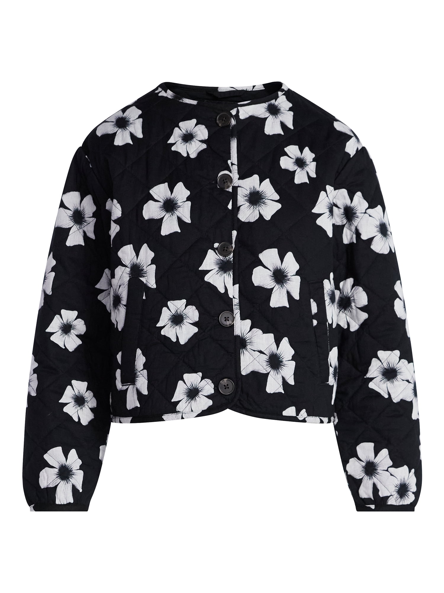 Scoop Women's Cotton Floral Print Quilted Jacket, Lightweight, Sizes XS-XXL