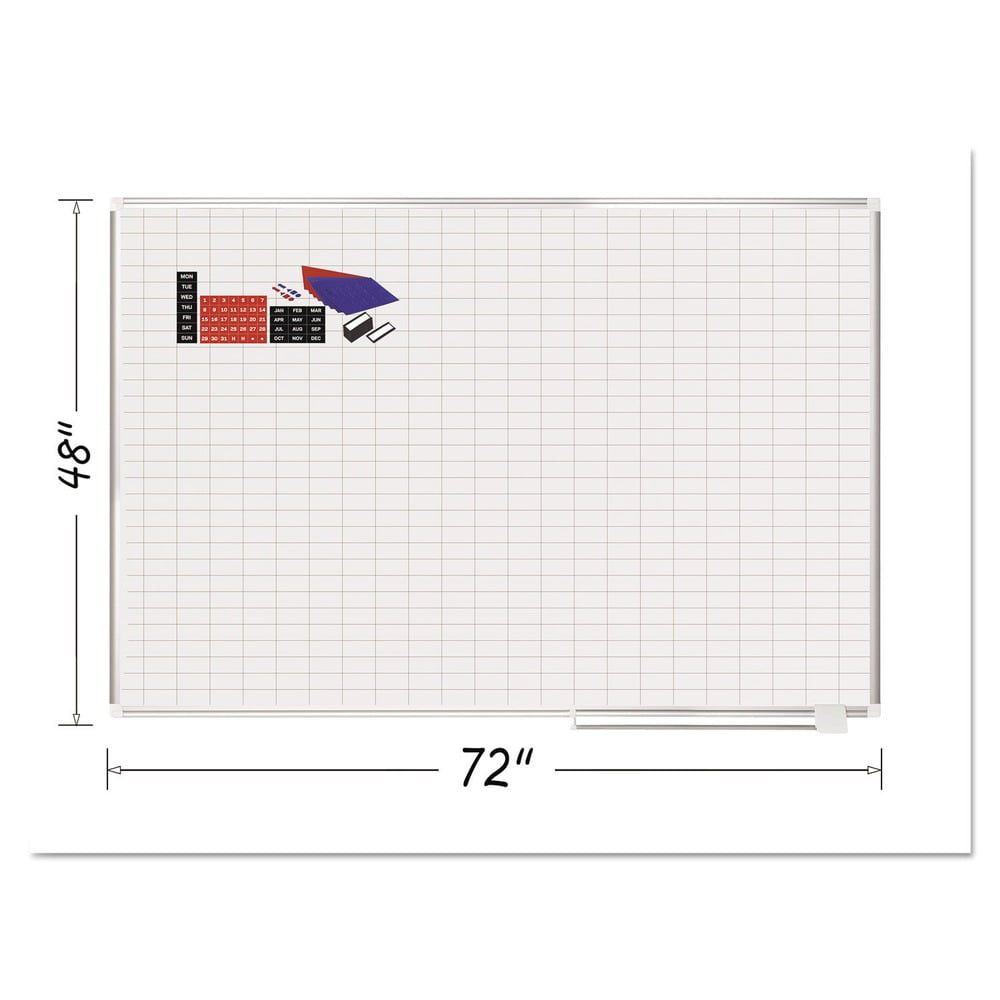 Mastervision Grid Planning Board w/ Accessories 1x2" Grid 72x48 White/Silver MA2792830A