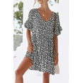 thumbnail image 2 of Cizayoi Women's Summer V Neck Ruffle Short Sleeve A Line Tiered Flowy Casual Mini Beach Dress, 2 of 5
