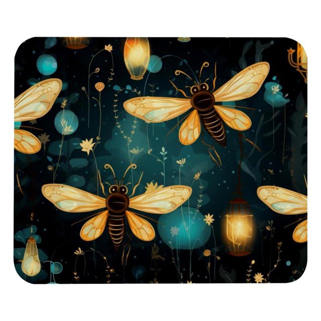 Alfombrilla de ratón con estampado de luciérnagas, antideslizante, para escritorio de oficina, papel secante de tela Jiaji, para portátil, impermeable, para oficina y hogar.